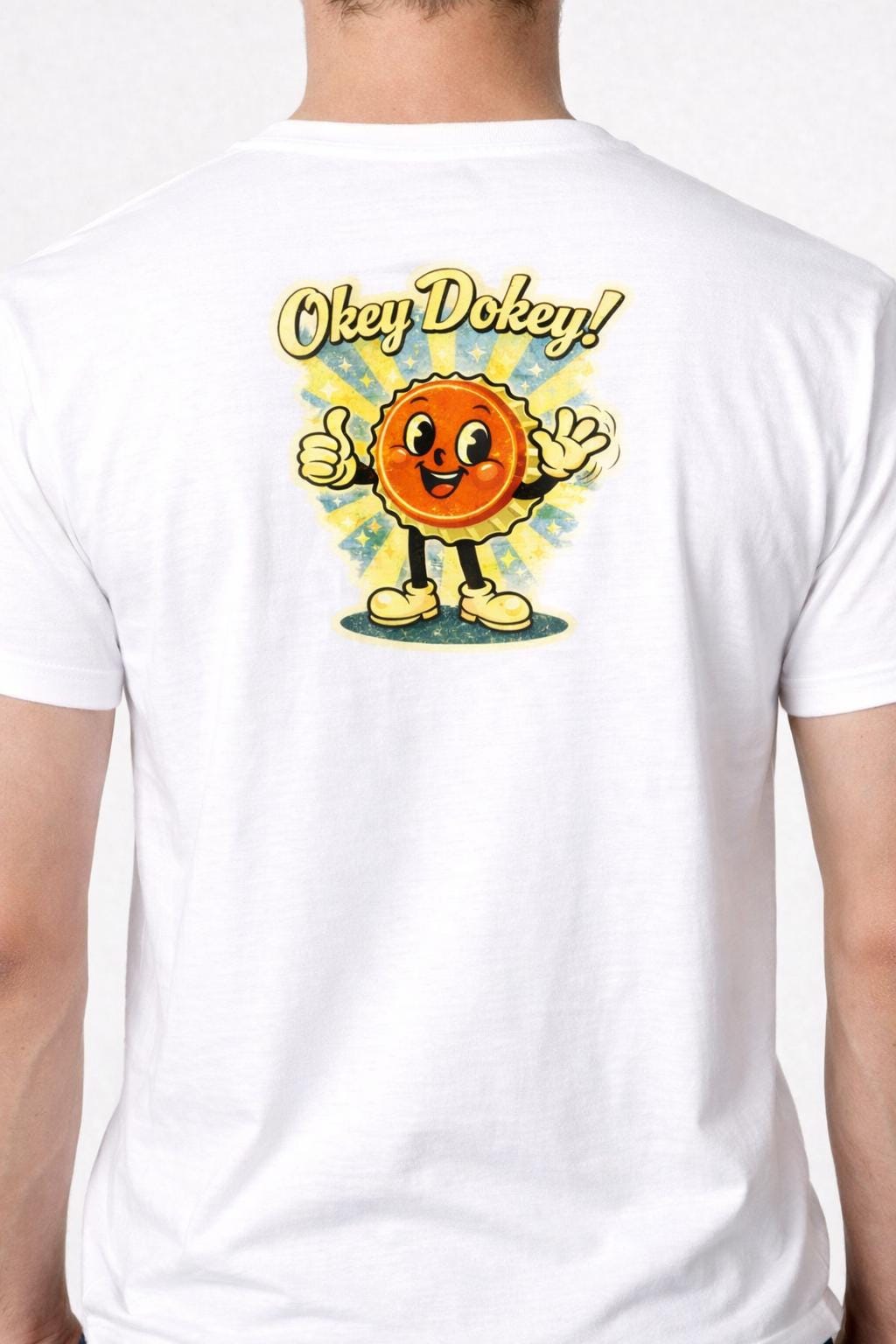 Okey Dokey! Retro Bottle Cap T-Shirt | Vintage 50s Cartoon Graphic Tee