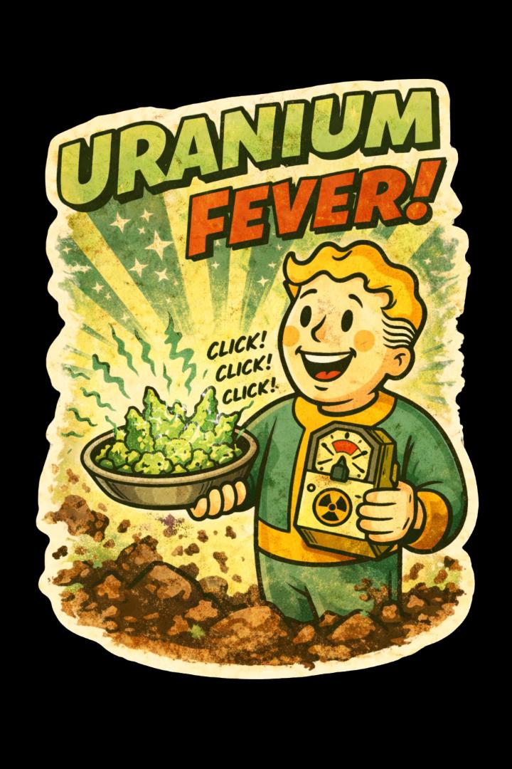 Uranium Fever Retro T Shirt | Vintage 50s Atomic Age Cartoon Graphic Tee | Retro Nuclear Art Shirt