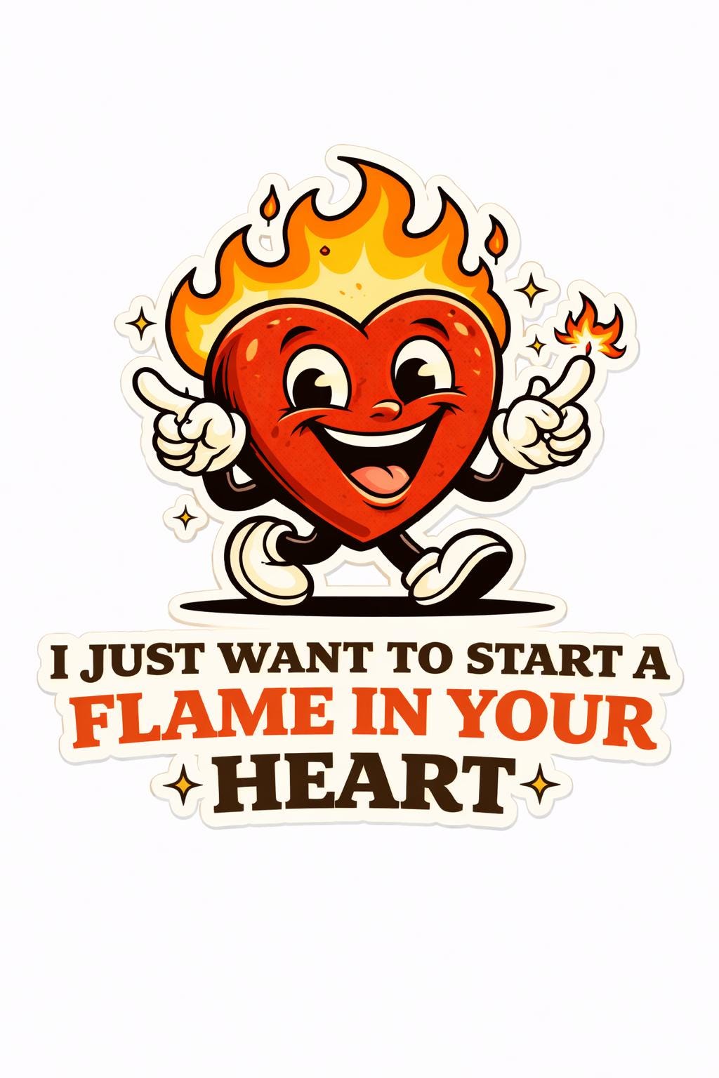 Funny Flame Heart T Shirt | I Just Want to Start a Flame in Your Heart | Retro Cartoon Graphic Tee | Black Unisex Back Print Shirt