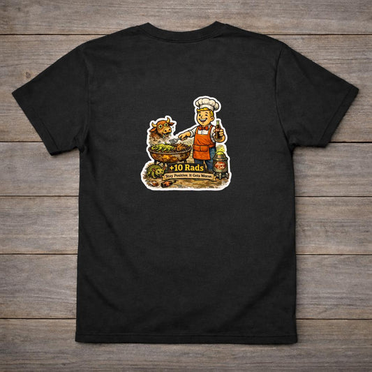 Funny Post Apocalyptic T Shirt | Retro Nuclear BBQ Shirt | Dark Humor Graphic Tee | Gamer Gift | +10 Rads Shirt